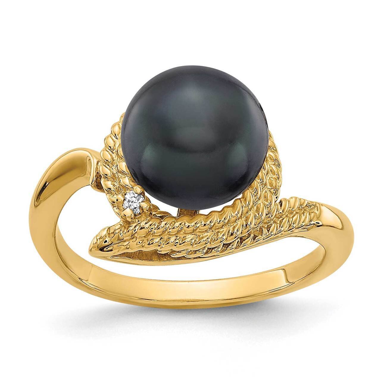 8.5mm Black Freshwater Cultured Pearl Diamond Ring 14k Gold Y2026BP_AA, MPN: Y2026BP_AA, 8839570766…