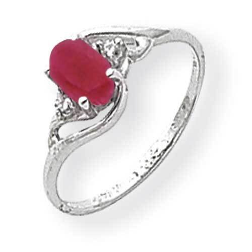 6x4mm Oval Created Ruby Diamond Ring 14k White Gold Y2149CR_AA, MPN: Y2149CR_AA, 883957423357