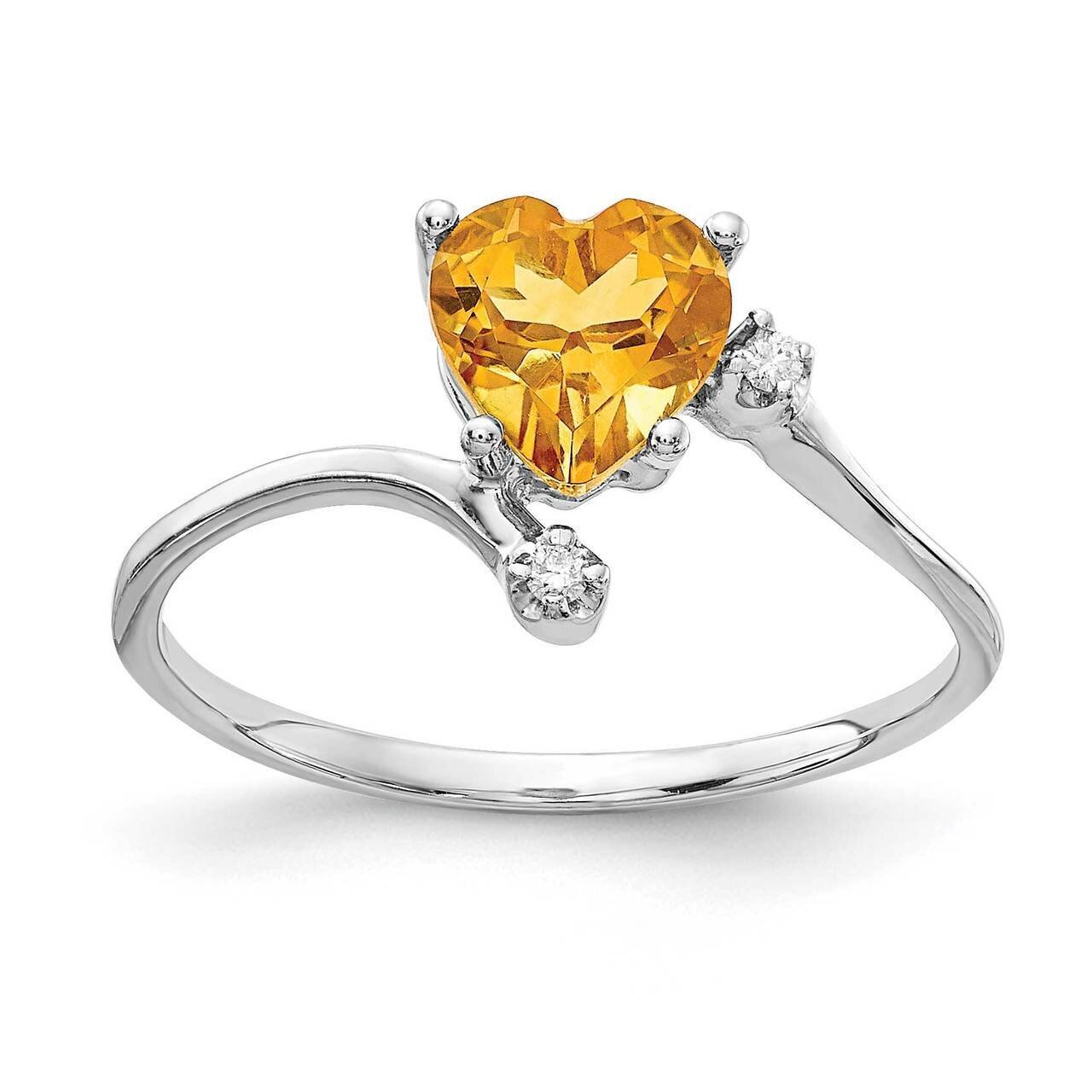 6mm Heart Citrine Diamond Ring 14k White Gold Y2155CI_AA, MPN: Y2155CI_AA, 883957658421