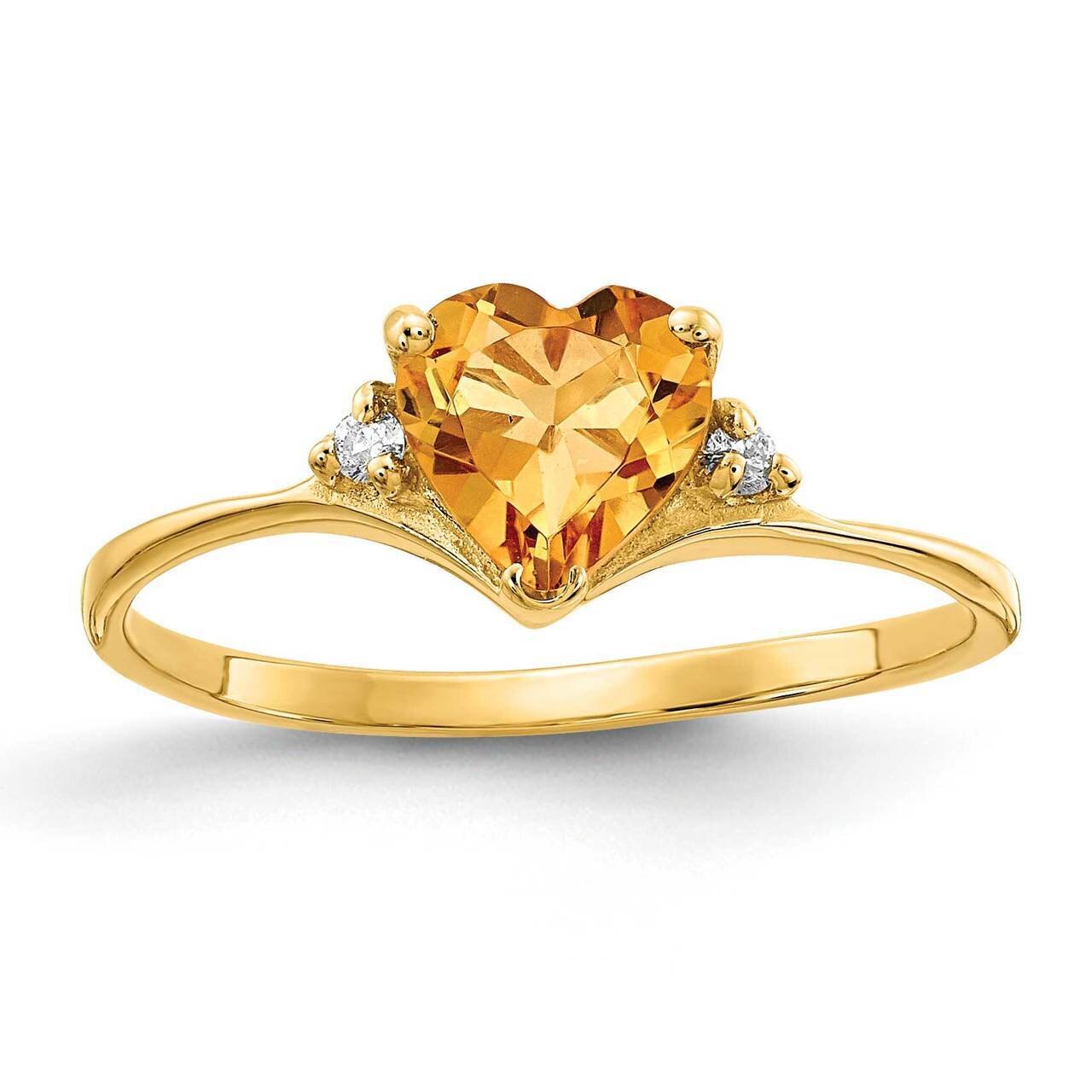 6mm Heart Citrine Diamond Ring 14k Gold Y2185CI_AA, MPN: Y2185CI_AA, 883957651088