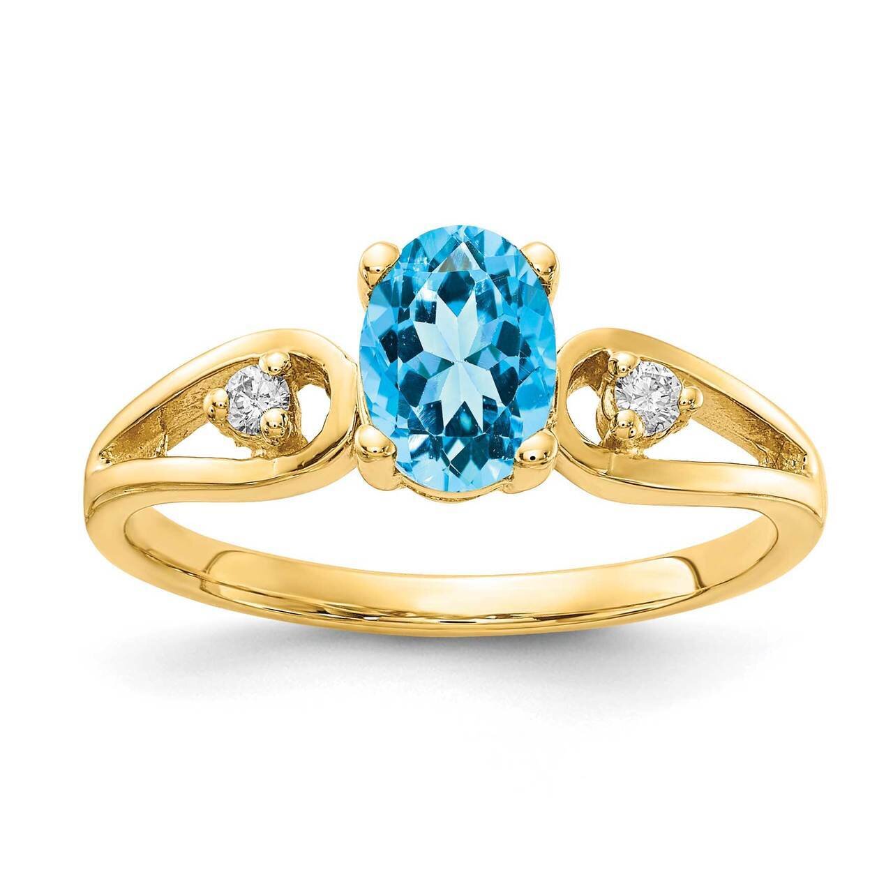 7x5mm Oval Blue Topaz Checker Diamond Ring 14k Gold Y2189BT_AA, MPN: Y2189BT_AA, 883957539300