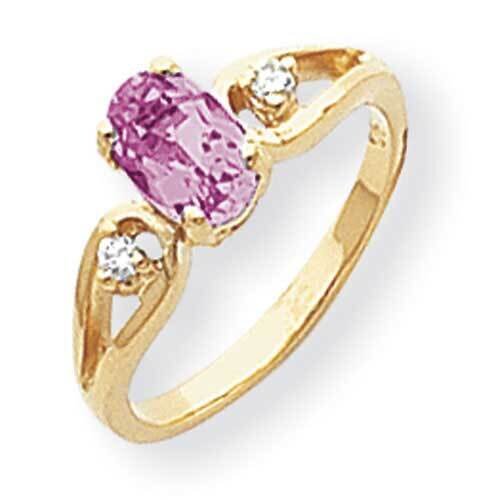 7x5mm Oval Pink Sapphire Diamond Ring 14k Gold Y2189SP_AA