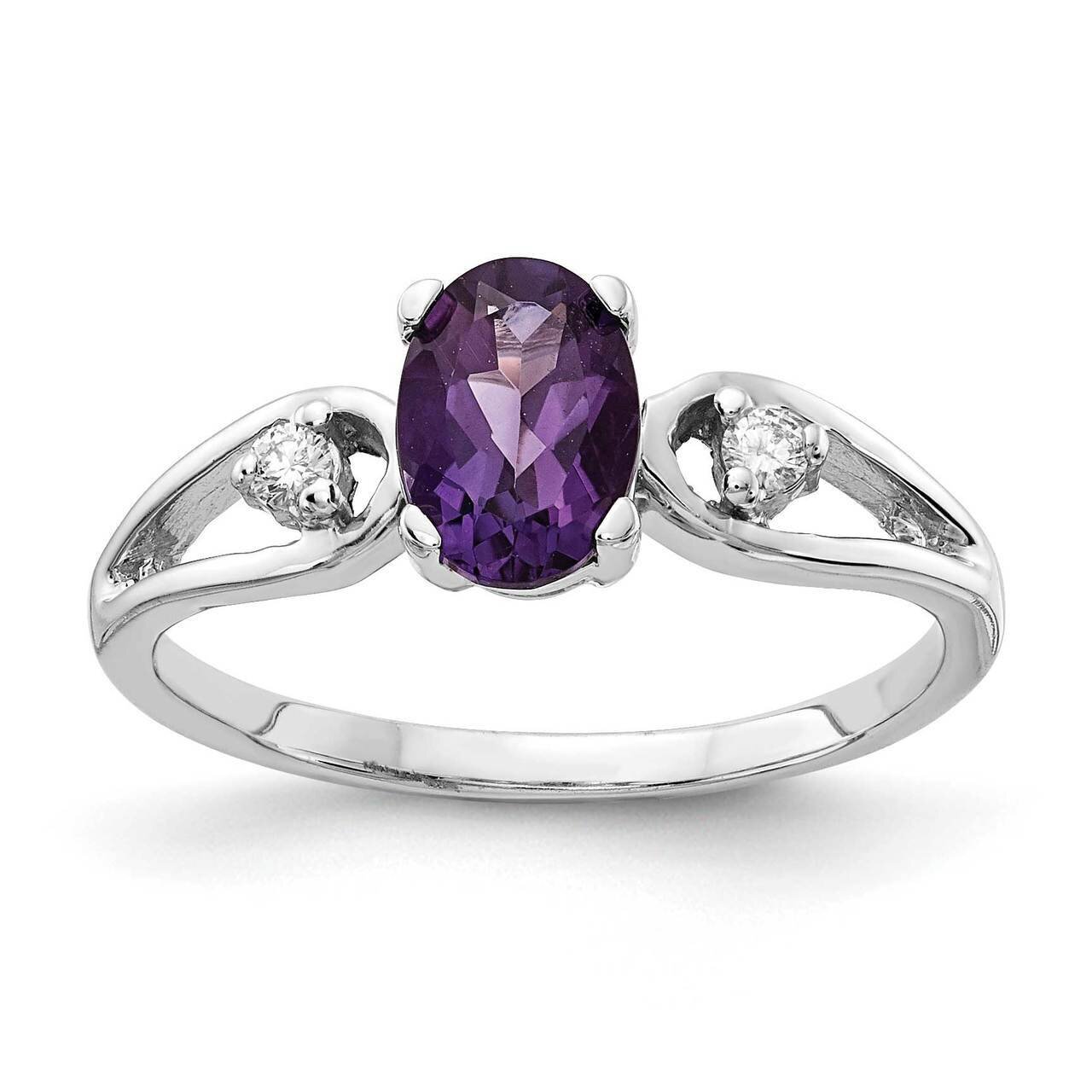 7x5mm Oval Amethyst Diamond Ring 14k White Gold Y2190AM_AA, MPN: Y2190AM_AA, 883957549910