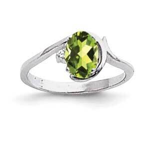 7x5mm Oval Peridot Checker Diamond Ring 14k White Gold Y2202PE_AA, MPN: Y2202PE_AA, 883957554075