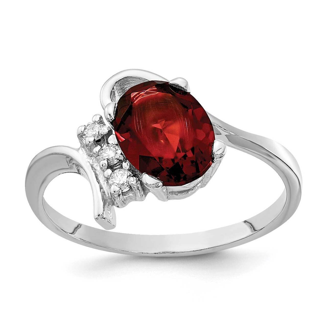 8x6mm Oval Garnet Diamond Ring 14k White Gold Y2217GA_AA, MPN: Y2217GA_AA, 883957558318