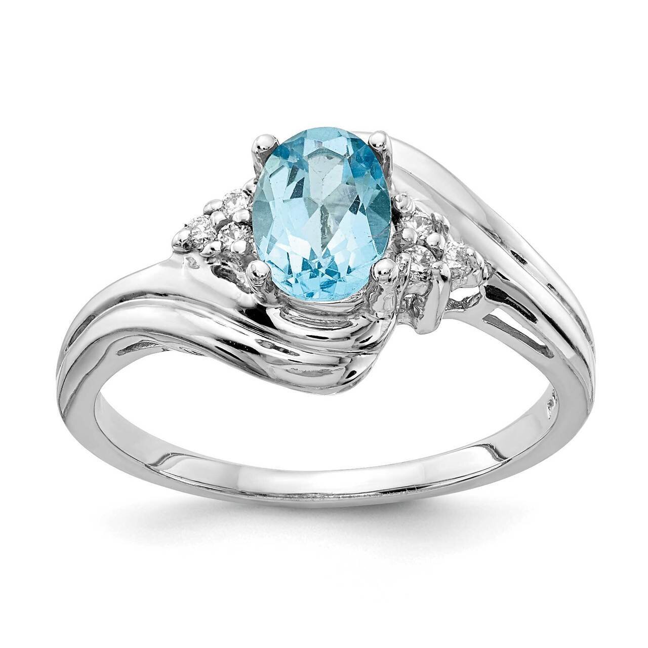 7x5mm Oval Blue Topaz Checker Diamond Ring 14k White Gold Y2222BT_AA, MPN: Y2222BT_AA, 883957550633