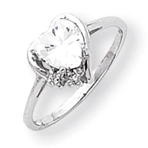 6mm Heart Cubic ZirconiDiamond Ring 14k White Gold Y2234CZ_AA, MPN: Y2234CZ_AA, 883957549545