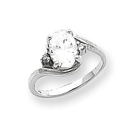 8x6mm Oval Cubic ZirconiDiamond Ring 14k White Gold Y2246CZ_AA, MPN: Y2246CZ_AA, 883957625843