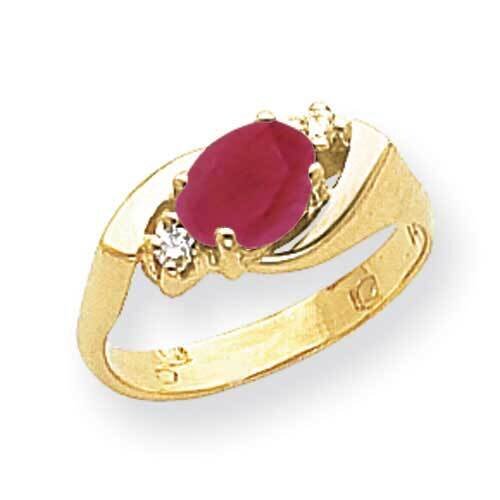 7x5mm Oval Created Ruby Diamond Ring 14k Gold Y2260CR_AA