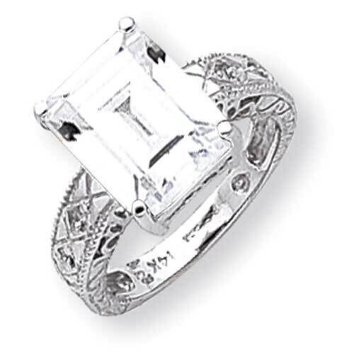 12x10mm Emerald Cut Cubic ZirconiDiamond Ring 14k White Gold Y2270CZ_AA, MPN: Y2270CZ_AA, 883957618…