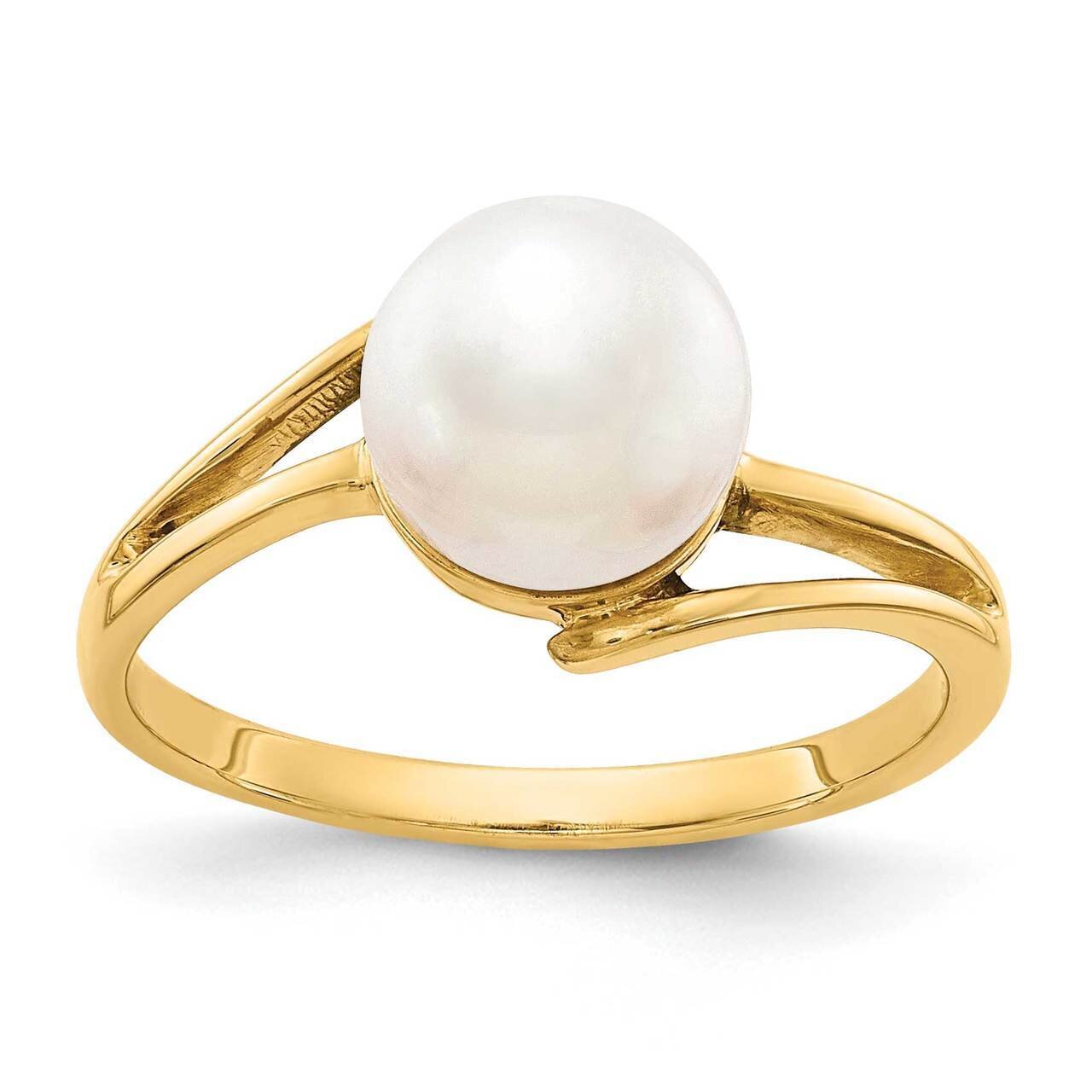 7.5mm Freshwater Cultured Pearl Ring 14k Gold Y4313PL_AA