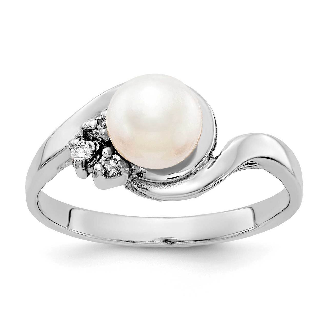 6mm Freshwater Cultured Pearl Diamond Ring 14k Gold Y4316PL_AA, MPN: Y4316PL_AA, 883957084695