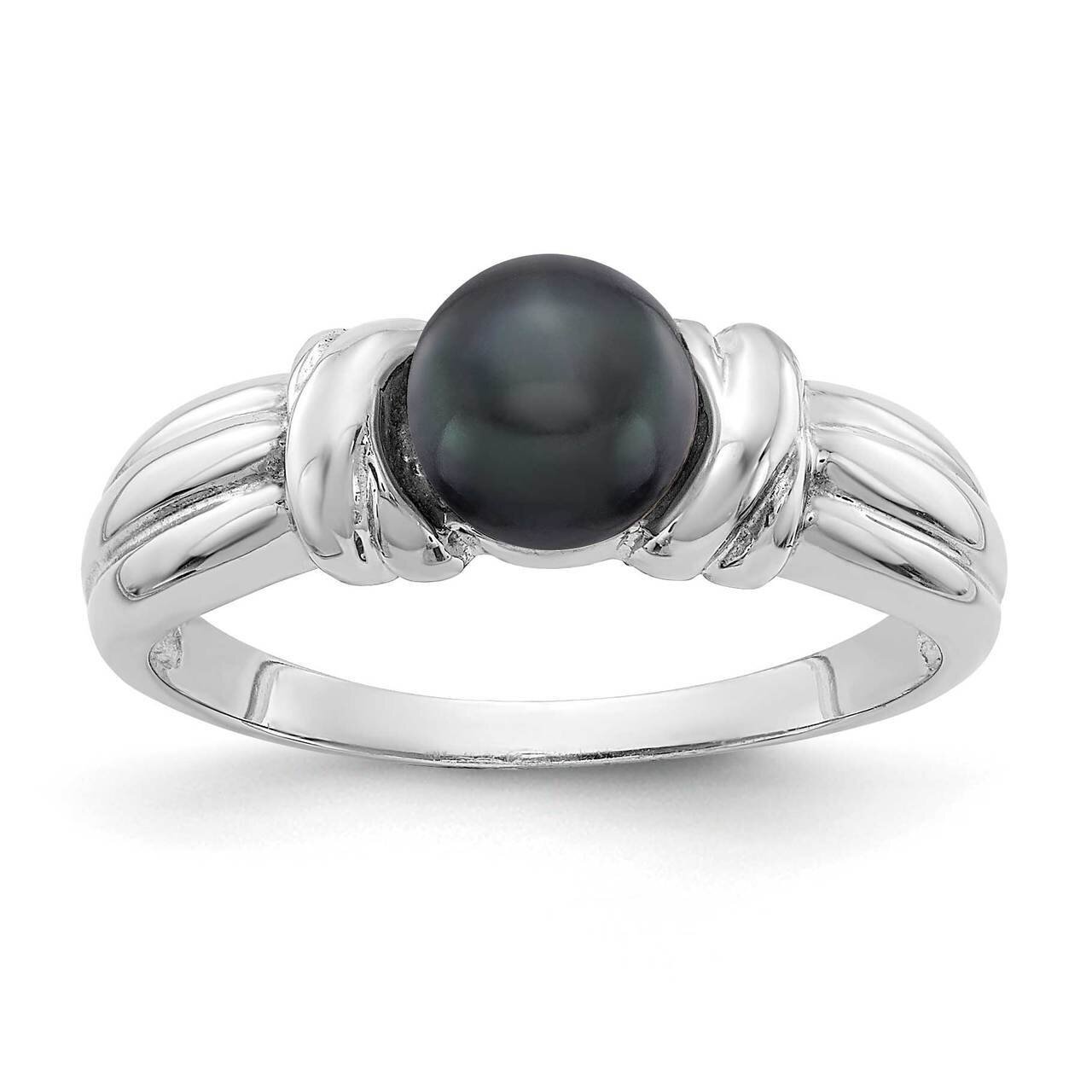 6mm Black Freshwater Cultured Pearl Ring 14k White Gold Y4357BP, MPN: Y4357BP, 883957087832