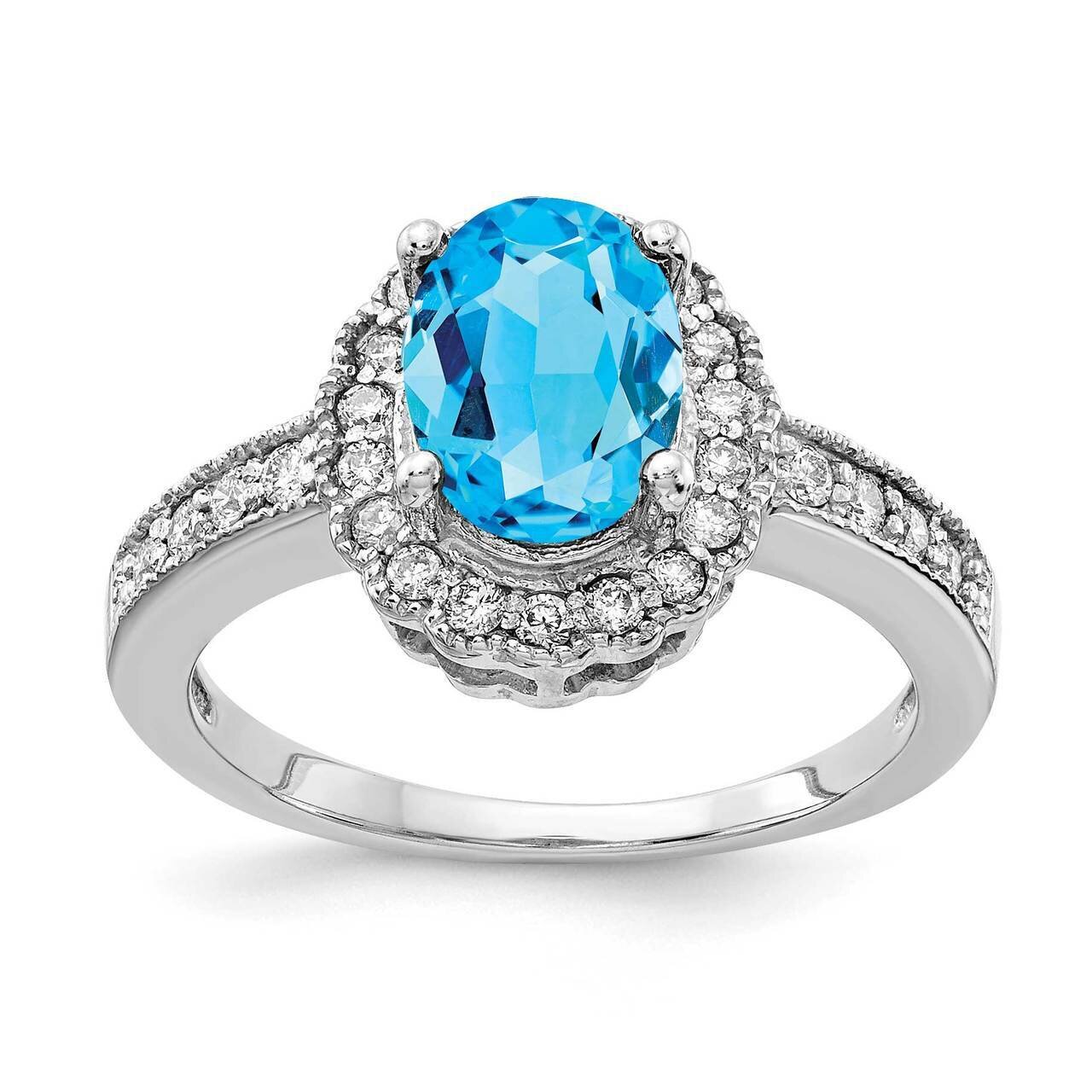 8x6mm Oval Blue Topaz Diamond Ring 14k White Gold Y4420BT_AA, MPN: Y4420BT_AA, 883957358567