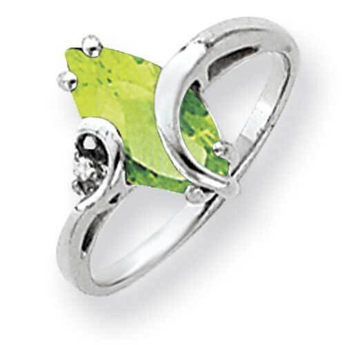 12x6mm Marquise Peridot Diamond Ring 14k White Gold Y4530PE_AA, MPN: Y4530PE_AA, 883957442662