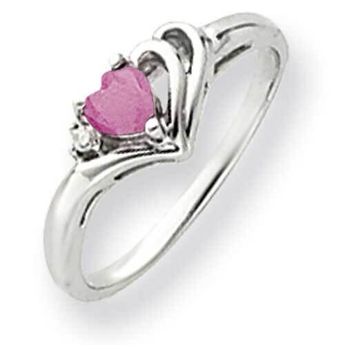 4mm Heart Pink Sapphire Diamond Ring 14k White Gold Y4587SP_AA, MPN: Y4587SP_AA, 883957449340