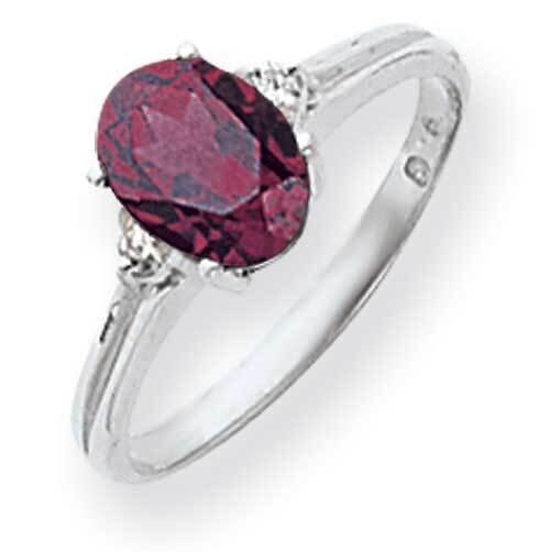 8x6mm Oval Rhodolite Garnet Diamond Ring 14k White Gold Y4600RG_AA, MPN: Y4600RG_AA, 883957473000