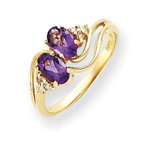 6x4mm Oval Amethyst Checker Diamond Ring 14k Gold Y4617AC_AA, MPN: Y4617AC_AA, 883957456317