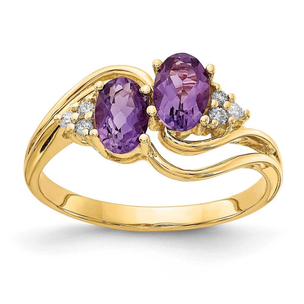 6x4mm Oval Amethyst Diamond Ring 14k Gold Y4617AM_AA, MPN: Y4617AM_AA, 883957456188