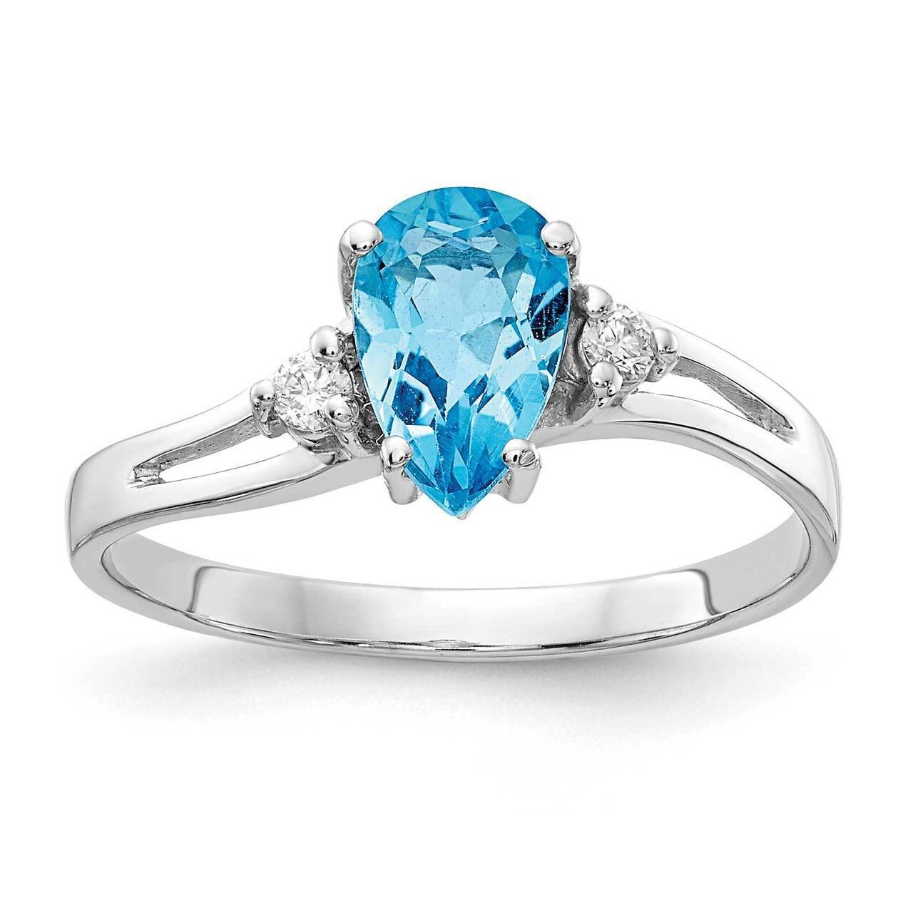 7x5mm Pear Blue Topaz Diamond Ring 14k White Gold Y4626BT_AA, MPN: Y4626BT_AA, 883957471181