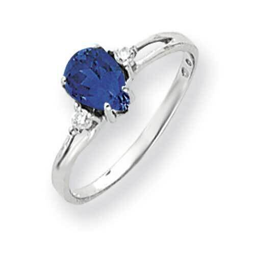 7x5mm Pear Sapphire Diamond Ring 14k White Gold Y4626S_AA, MPN: Y4626S_AA, 883957471761