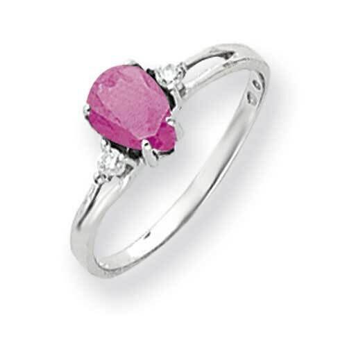 7x5mm Pear Pink Sapphire Diamond Ring 14k White Gold Y4626SP_AA