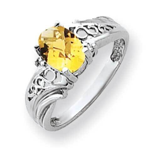 8x6mm Oval Citrine Diamond Ring 14k White Gold Y4684CI_AA, MPN: Y4684CI_AA, 883957592824