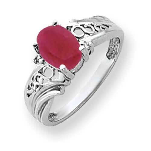 8x6mm Oval Created Ruby Diamond Ring 14k White Gold Y4684CR_AA, MPN: Y4684CR_AA, 883957592862
