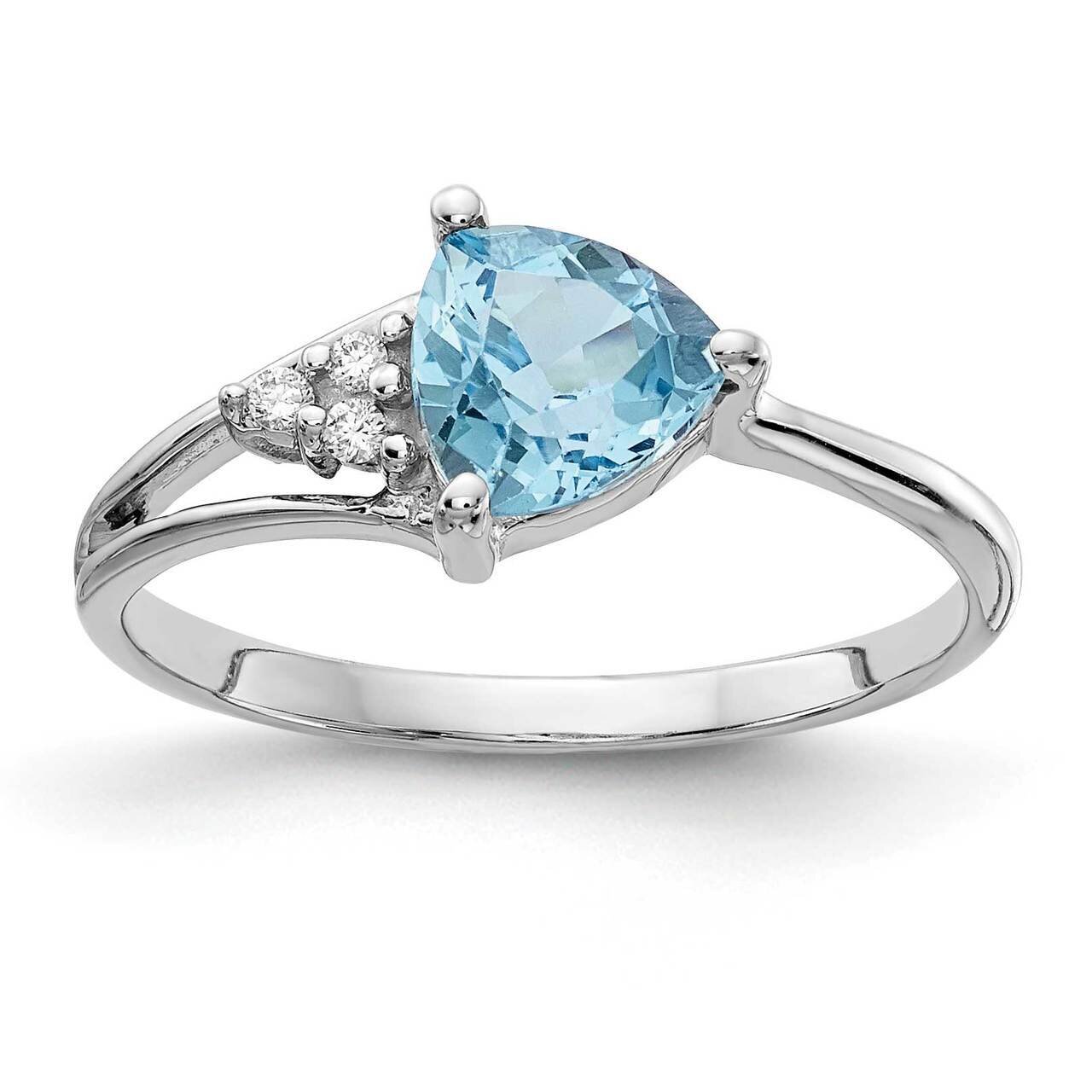 6mm Blue Topaz Diamond Ring 14k White Gold Y4745BT_AA, MPN: Y4745BT_AA, 883957604657