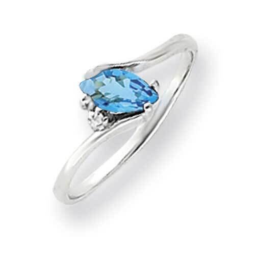 7x3.5mm Marquise Blue Topaz Diamond Ring 14k White Gold Y4746BT_AA