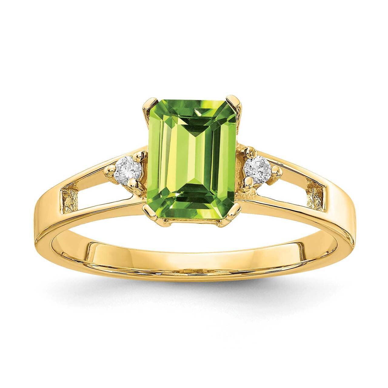7x5mm Emerald Cut Peridot Diamond Ring 14k Gold Y4757PE_AA, MPN: Y4757PE_AA, 883957664811