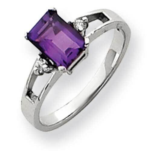 7x5mm Emerald Cut Amethyst Diamond Ring 14k White Gold Y4758AM_AA, MPN: Y4758AM_AA, 883957668673