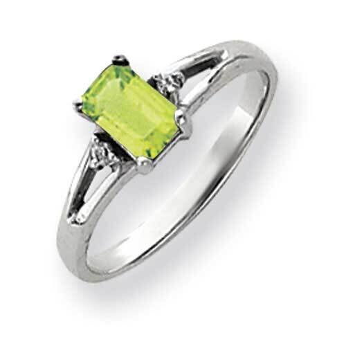 6x4mm Emerald Cut Peridot Diamond Ring 14k White Gold Y4762PE_AA, MPN: Y4762PE_AA, 883957667799
