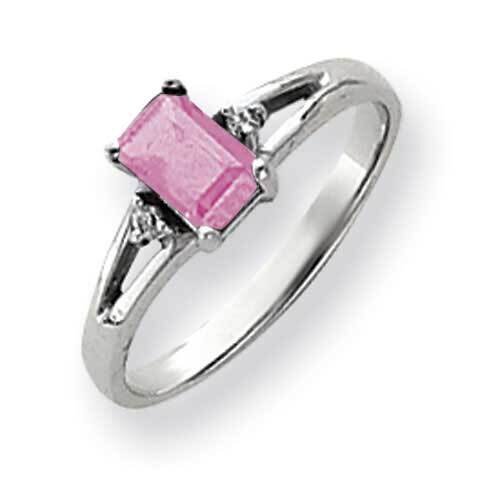 6x4mm Emerald Cut Pink Tourmaline Diamond Ring 14k White Gold Y4762PT_AA
