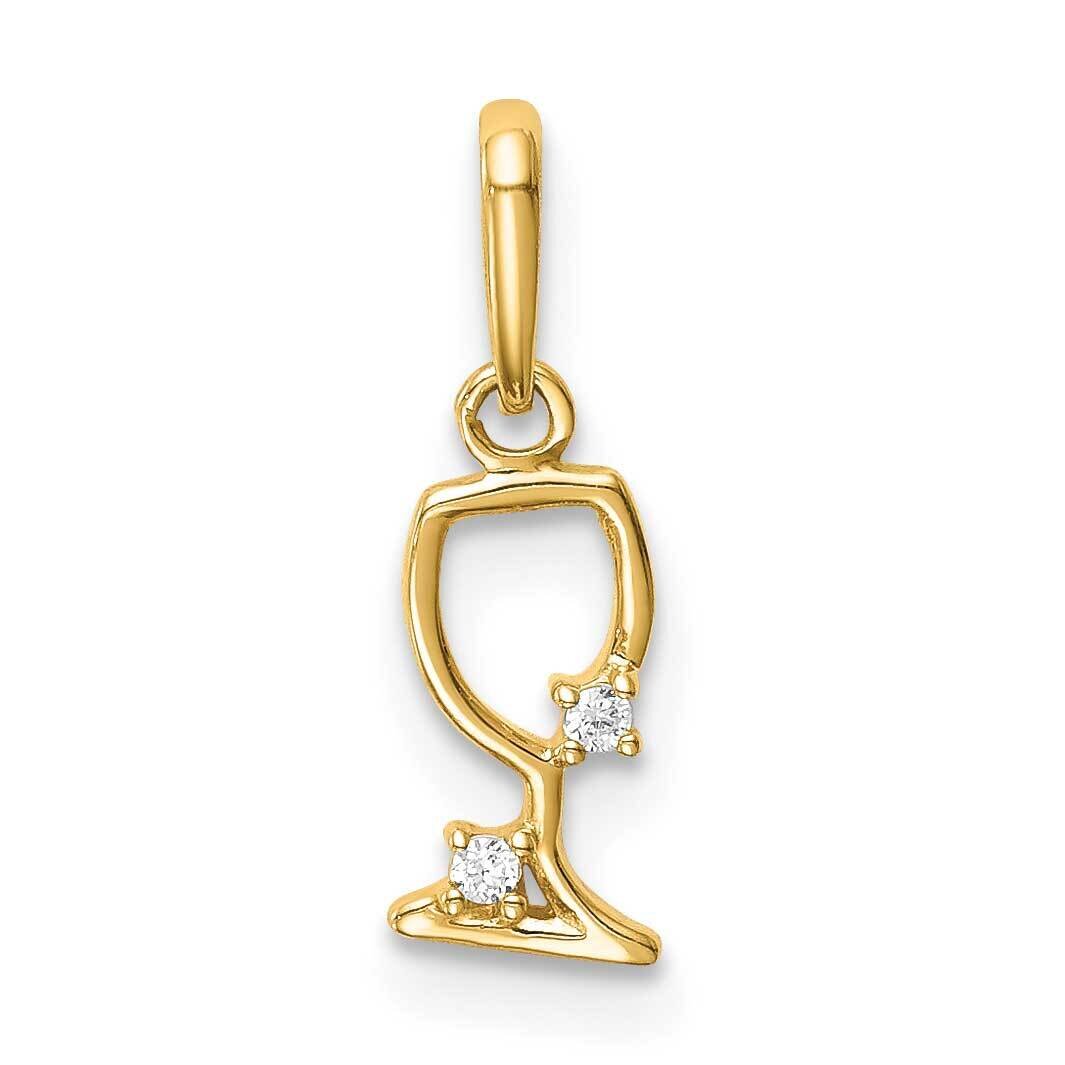Wine Glass Pendant 14k Gold CZ Diamond YC1320, MPN: YC1320, 883957963570