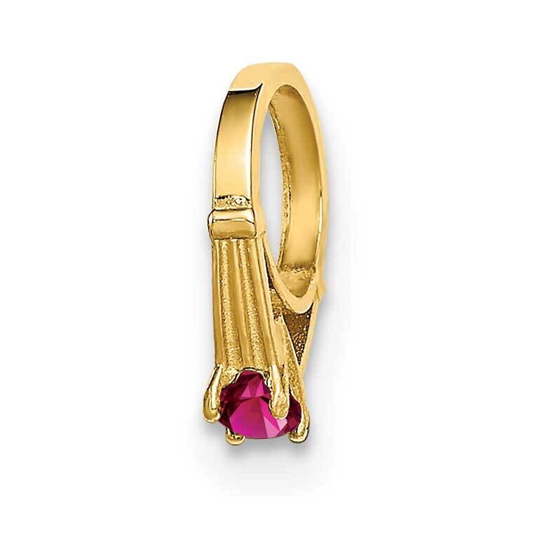 Ring with Dark Pink Charm 14k Gold CZ Diamond YC1337
