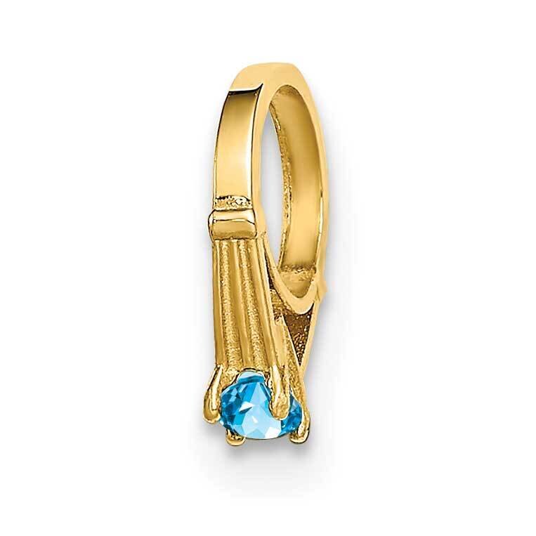Ring with Aqua Charm 14k Gold CZ Diamond YC1341