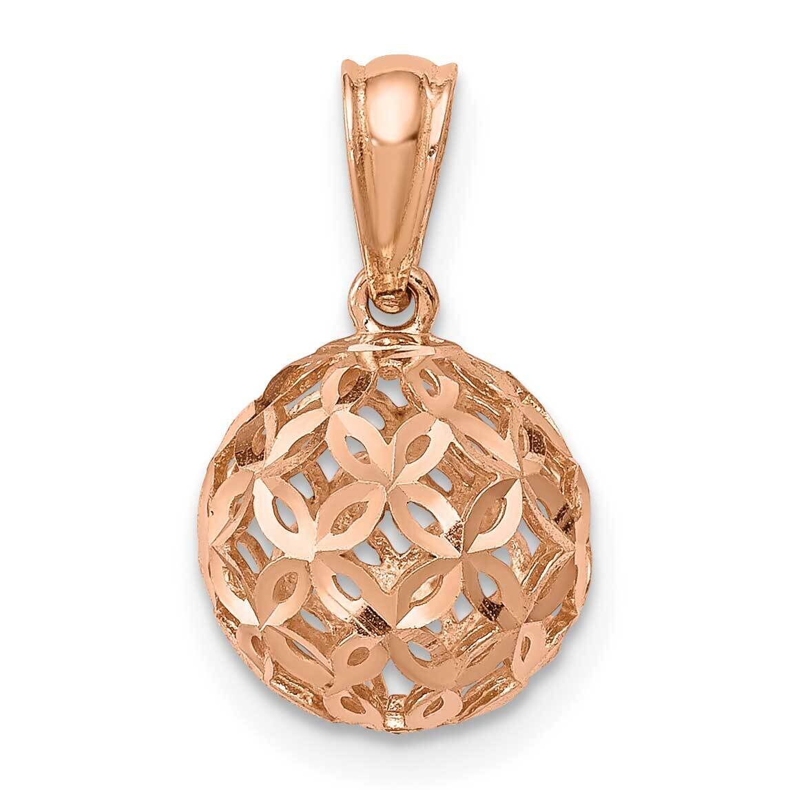 Diamond-cut Ball Dangle Pendant 14k Rose Gold YC1344, MPN: YC1344, 716838333844