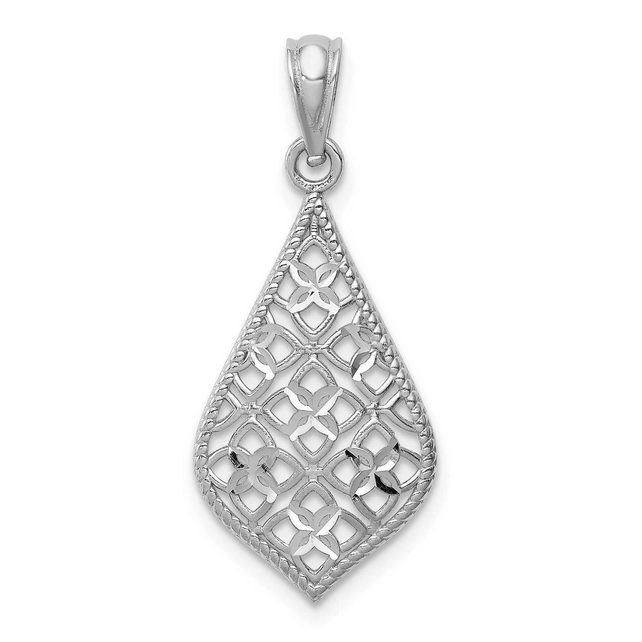 Diamond-cut Dangle Pendant 14k White Gold YC1345, MPN: YC1345, 716838333875