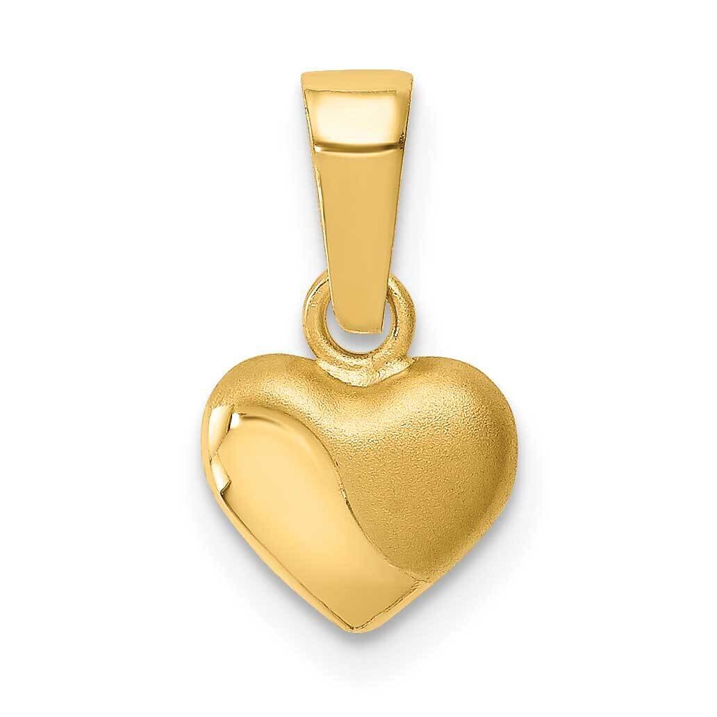 Puffed Heart Pendant 14k Gold Satin &amp; Polished YC1354