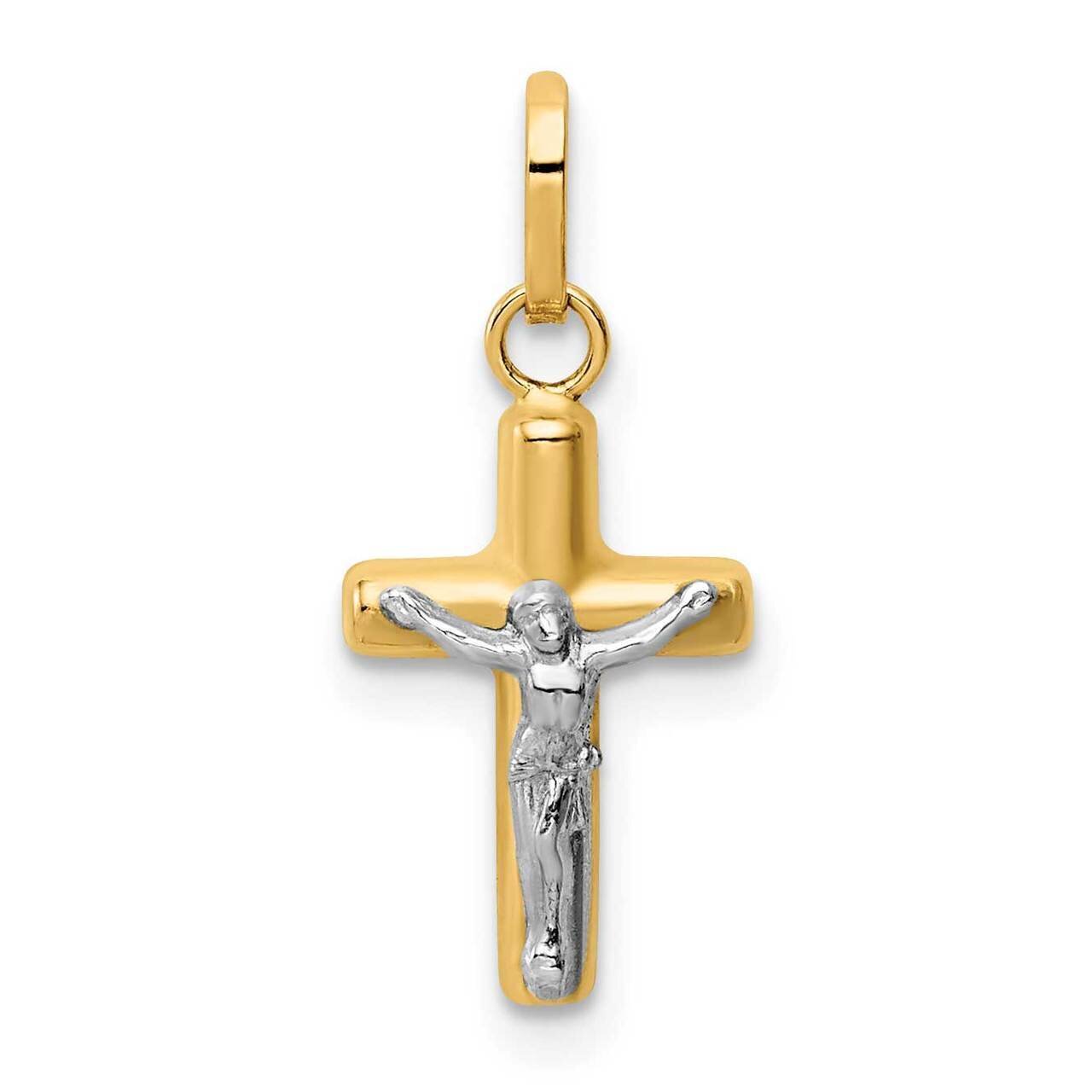 Polished Hollow Crucifix Charm 14k Gold Rhodium YC1394
