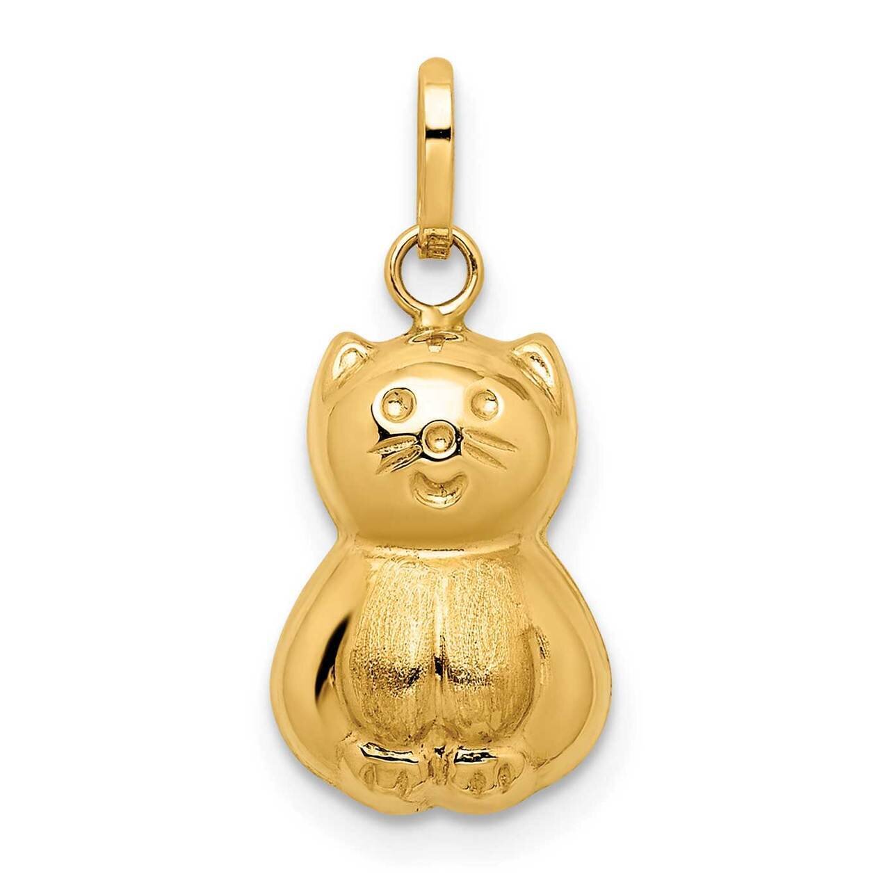 3D Cat Charm 14k Gold Satin &amp; Polished YC1424, MPN: YC1424, 191101903359