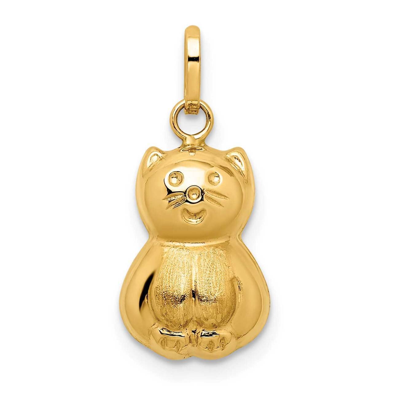 3D Cat Charm 14k Gold Satin &amp; Polished YC1424