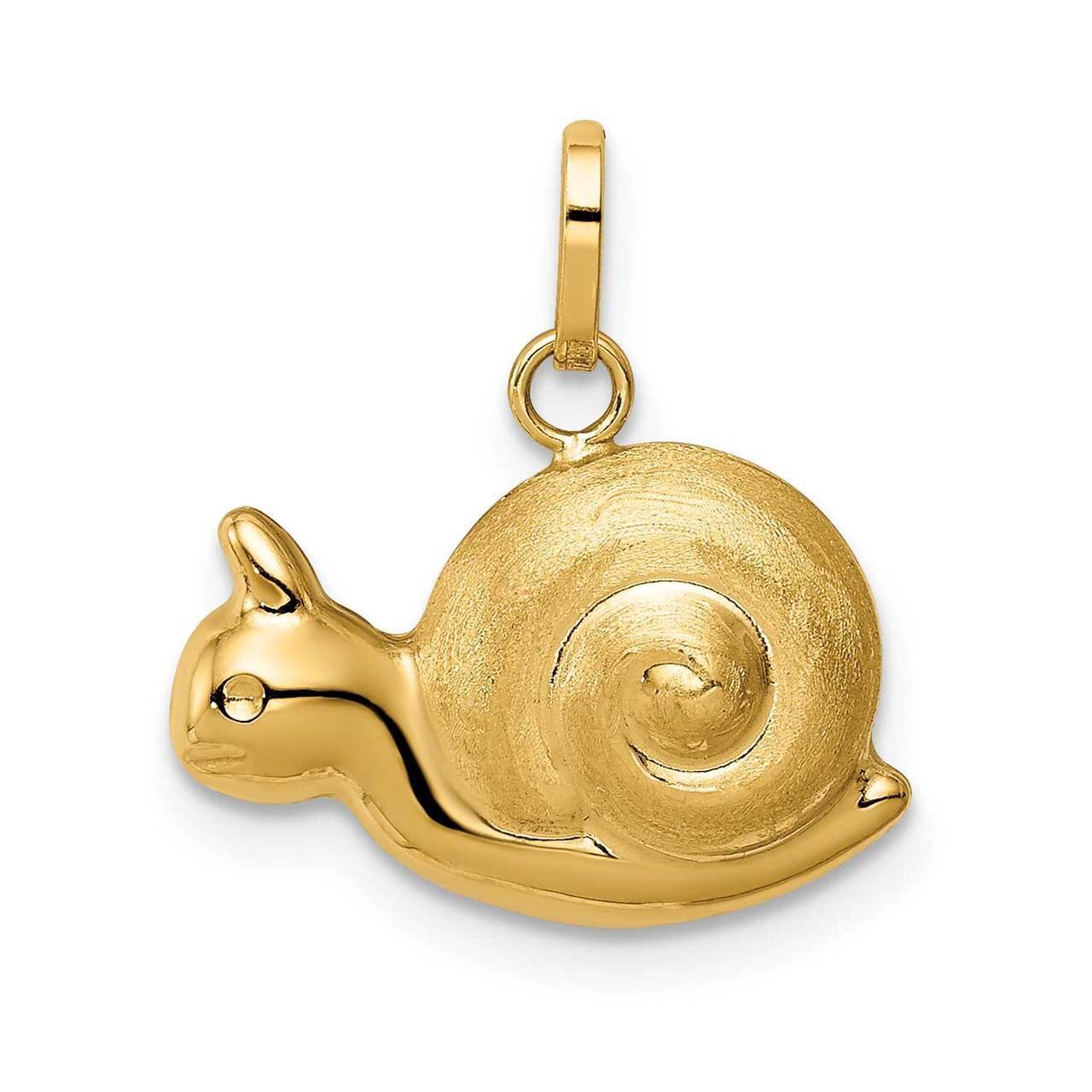 Satin &amp; Polished Snail Charm 14k Gold Hollow YC1427