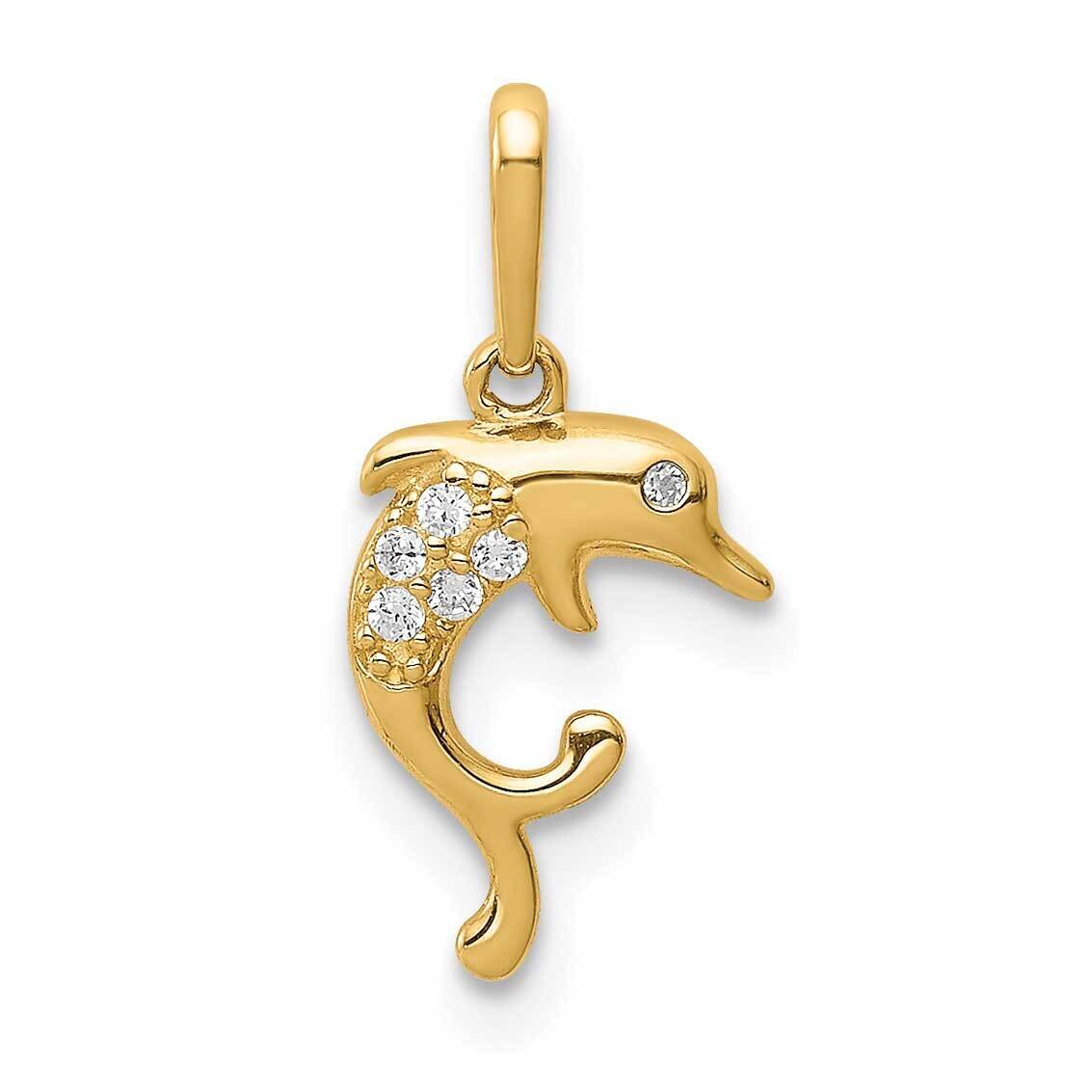 Dolphin Pendant 14k Gold CZ Diamond YC1433, MPN: YC1433, 191101902468