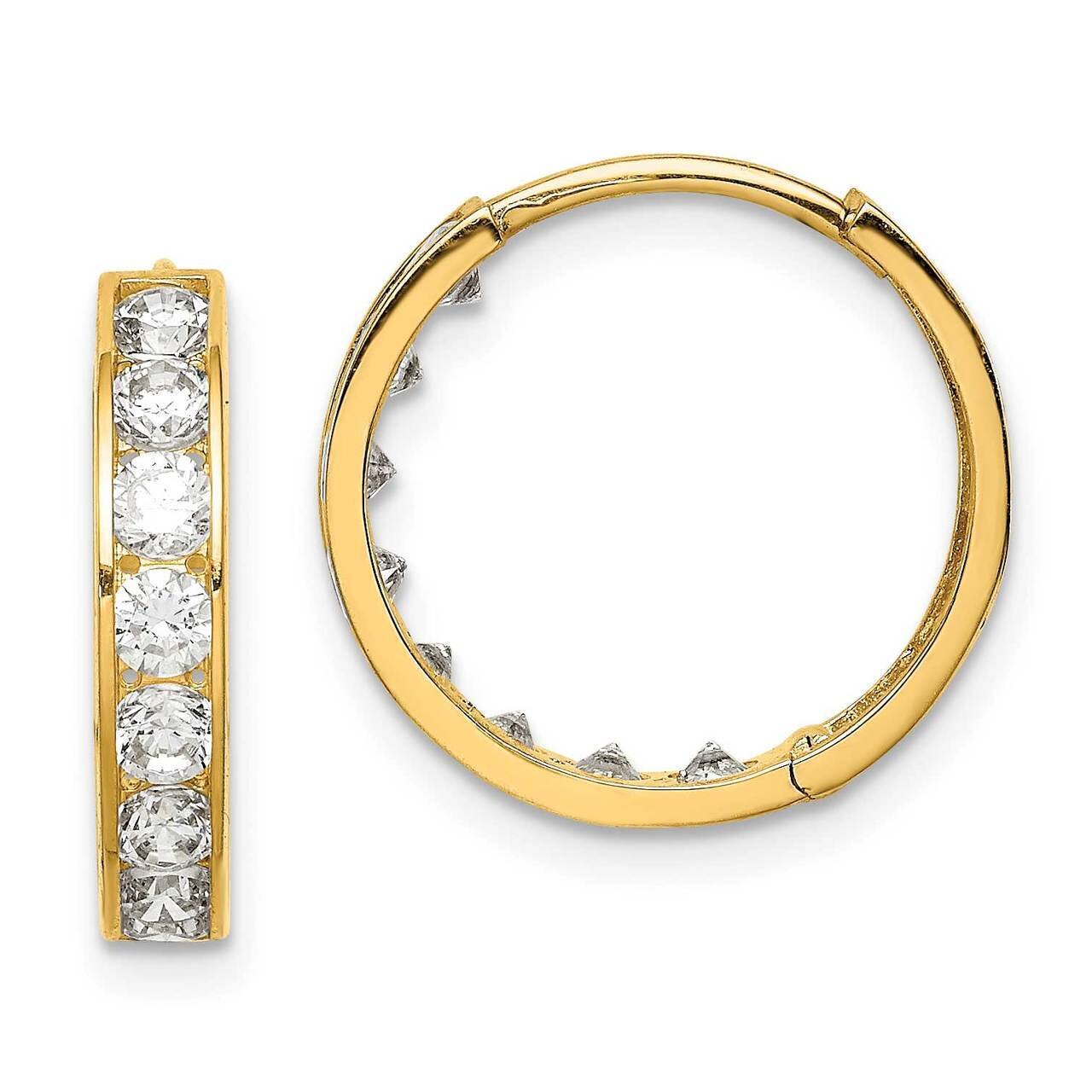 Hinged Hoop Earrings 14k Gold CZ Diamond YE1839