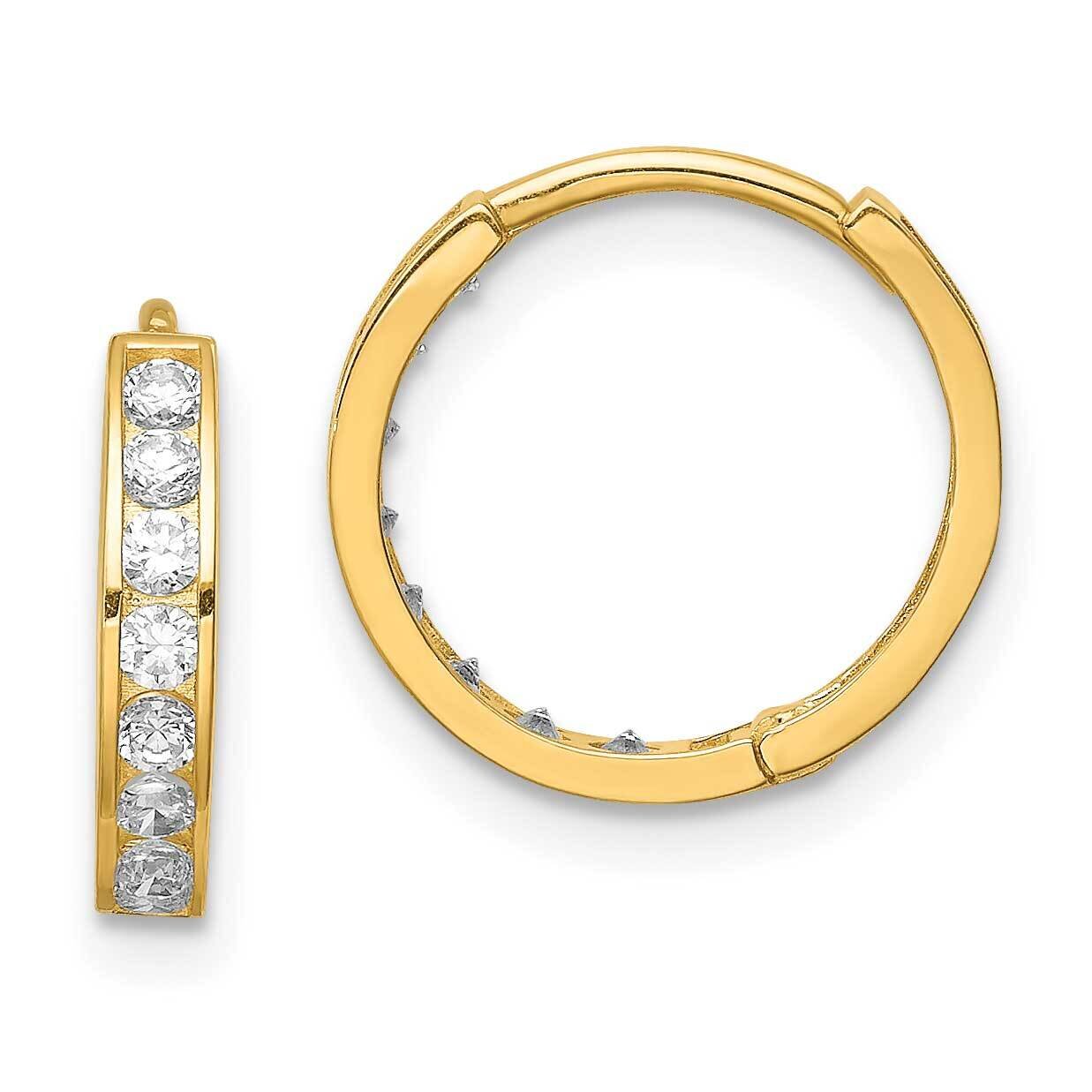 Hinged Hoop Earrings 14k Gold CZ Diamond YE1841, MPN: YE1841, 886774073422