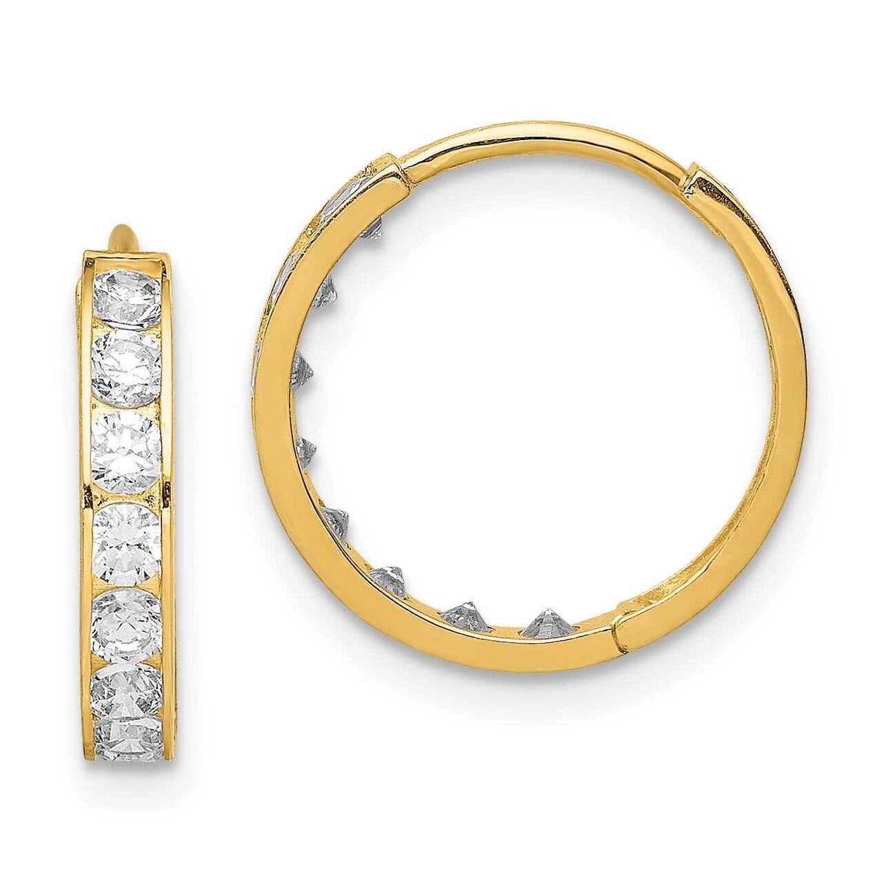 Hinged Hoop Earrings 14k Gold CZ Diamond YE1842, MPN: YE1842, 883957244617
