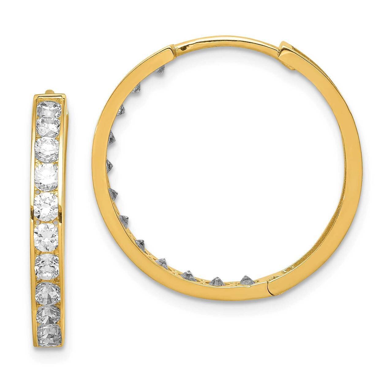 Hinged Hoop Earrings 14k Gold CZ Diamond YE1844, MPN: YE1844, 883957639055