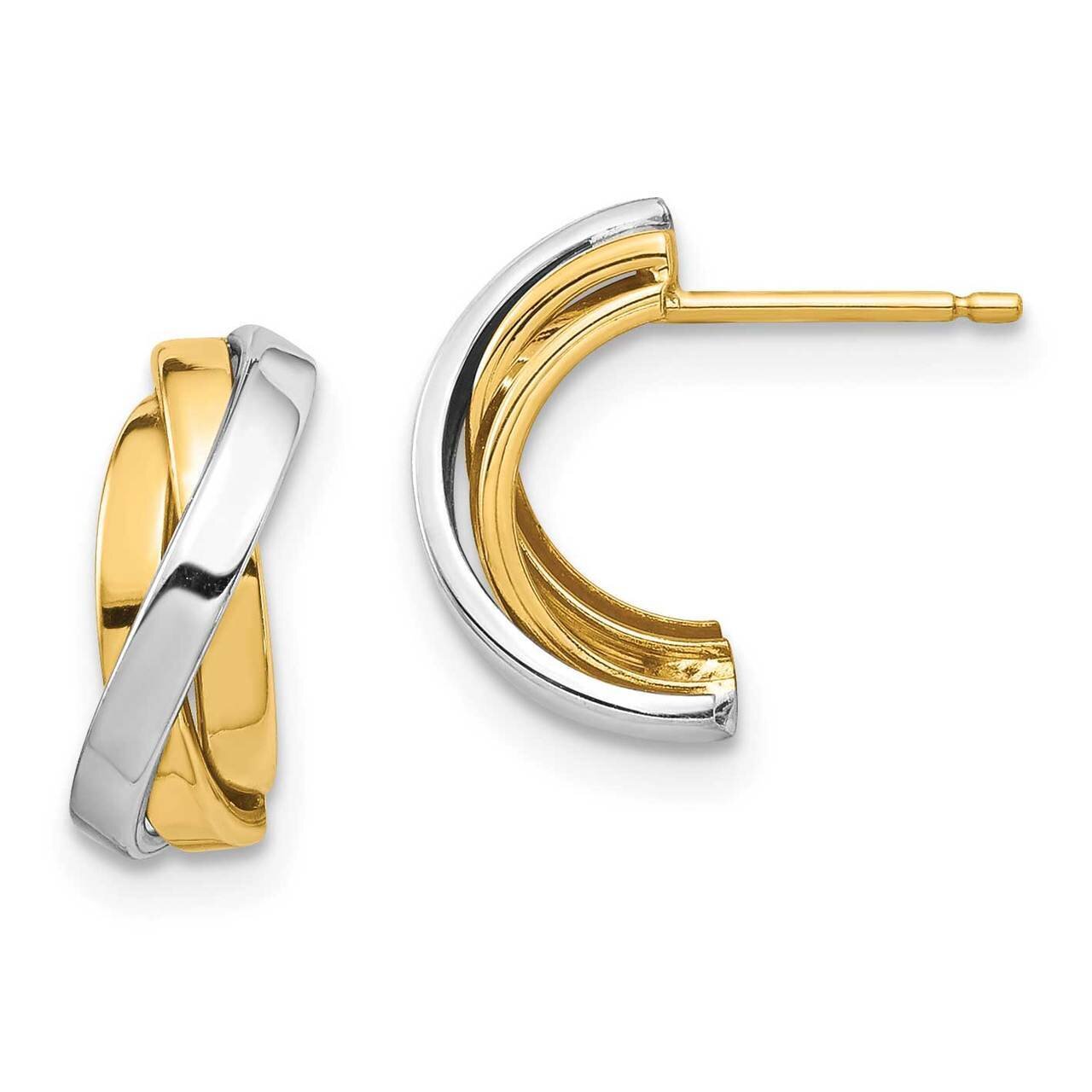 Triple C-Hoop Post Earrings 14k Gold &amp; White Rhodium YE1869, MPN: YE1869, 886774022147